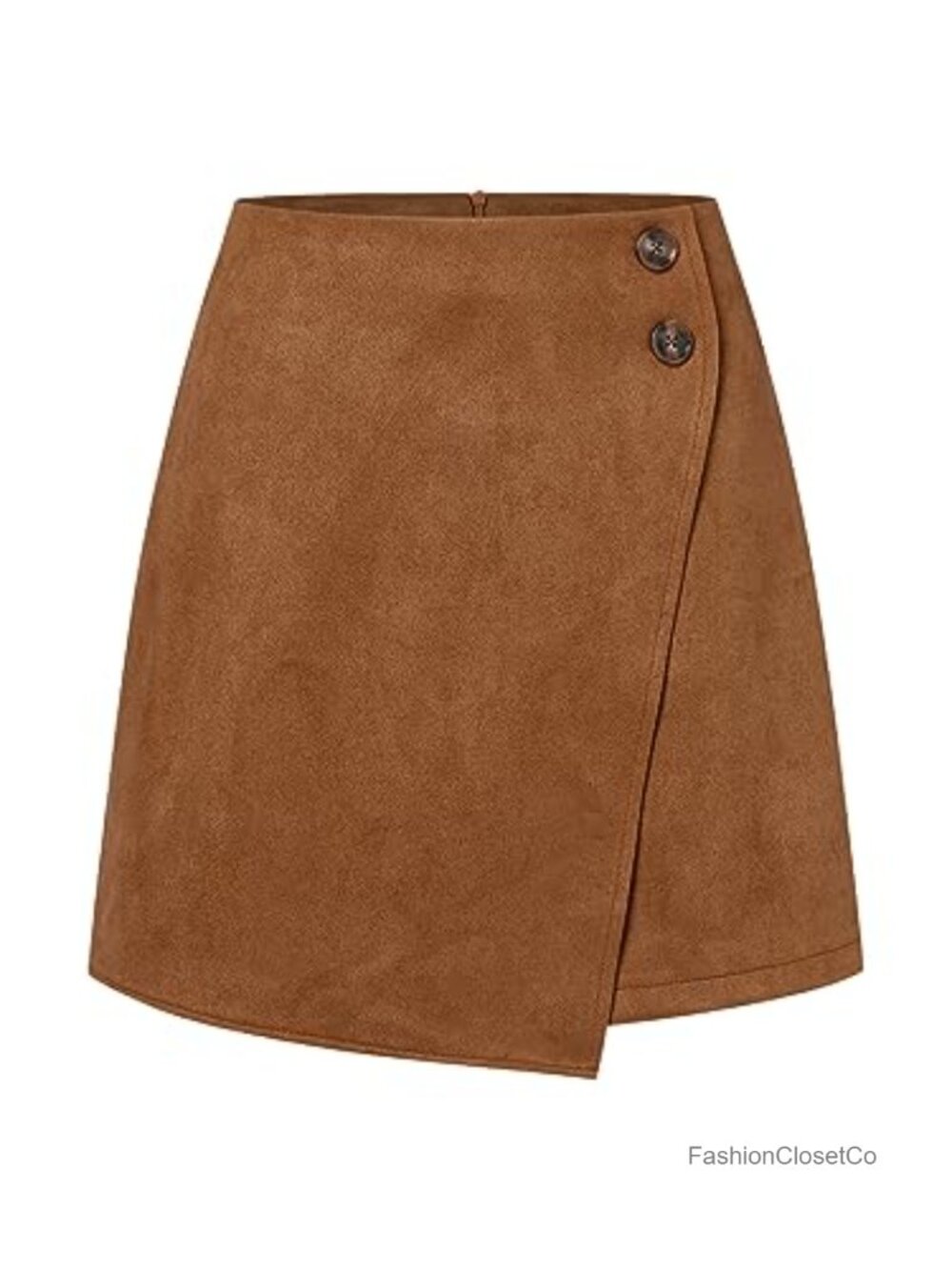 Faux Suede High Waist Asymmetrical Hem A-Line Mini Skirt